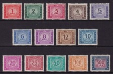 ITALY 1947-54 P. Dues set of 14 (Wmk Winged Wheel) SG D690-D703 MLH/* (CV £550)