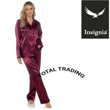 womens Ladies Satin Pyjama Set