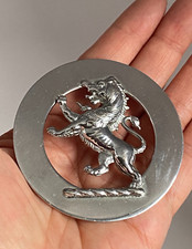 Vintage Large Scottish Military Lion Clan Crest Pipers Plaid Brooch Badge Pin
