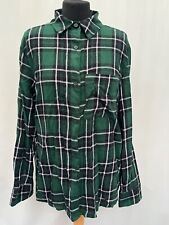 Primark Green Check Long Sleeve Cotton Shirt Size 10/12 Women's