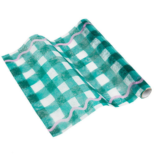 Green white table runner - white,