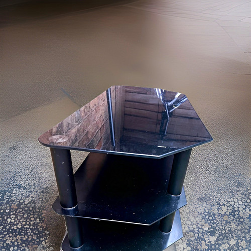 Black glass stand 3 - black, stand,