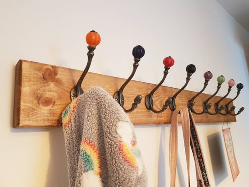 Wooden coat hook rack rustic - coat, rack,
