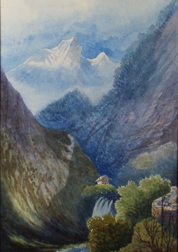 Original watercolour chalet - original, watercolour,