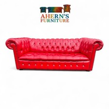 Vintage Red Leather Chesterfield sofa 3 Seater FREE DELIVERY