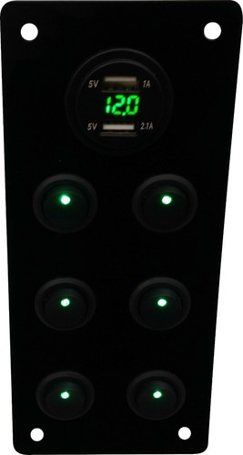 Green 12v switch panel - green,