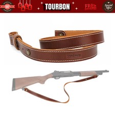 TOURBON Cowhide Leather Rifle/Shotgun Sling Adjustable Gun Carrying Strap Brown