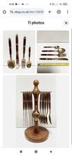 Vintage Brass and Rosewood Cutlery Set