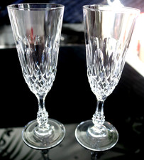 2 x Vintage 1985 Royal Crystal Rock LINEA MEDICI Champagne flutes H-19cm W-6.3cm