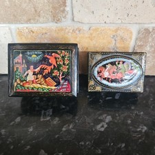 2x Vintage Russian Lacquer Palekh Box Ivan & The Firebird / Signed Nancy