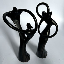Abstract Lovers Couple Sculptures Black Resin Modern Art Romantic Ornament Pair