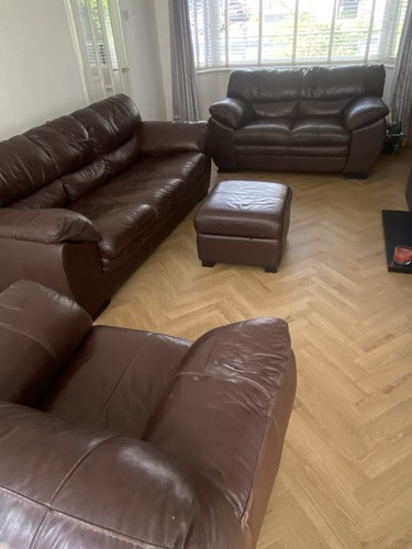 Brown leather piece - leather, suite