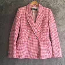 ZARA Pink Check Blazer S 8 10