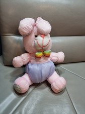 Vintage Nylon Yellow Bunny Puffalump Type Retro 1980s Soft Toy Rabbit Bow Tie