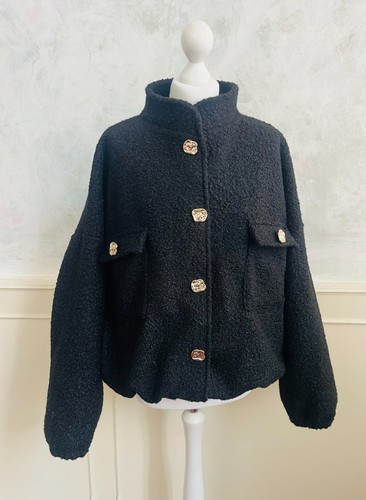 New black boucle high neck - boucle,
