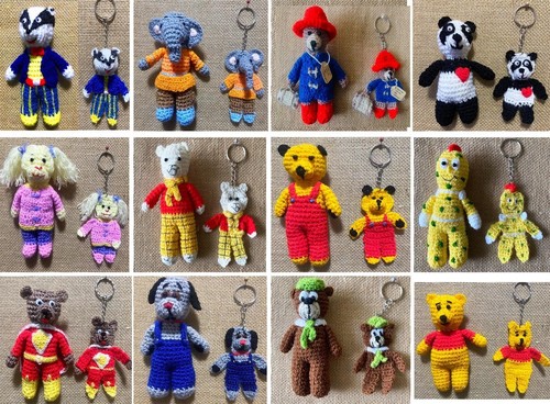 Bear figure keyring crochet - keyring,