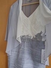 Condici Ivory & Grey Smokey Amethyst  Mother Of Bride Dress Chiffon Jacket 12