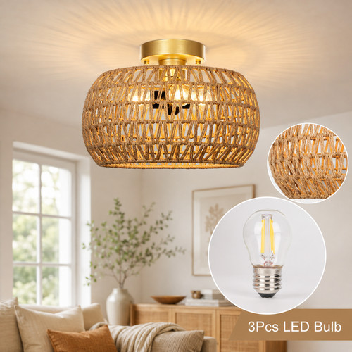 Rattan ceiling light - rattan,