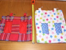 REDUCED 2 x Guinea Pig Fleece Handmade Hay Bags by Pigglebizzles Tartan & Stars