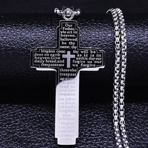 Silver lord prayer engraved - silver,