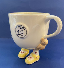 I AM 18 BIRTHDAY MUG walking ware CARLTON WARE Lustre Pottery 1980 yellow shoes