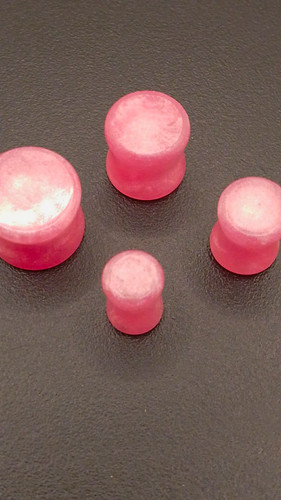 Handmade pink ear stretchers - handmade,