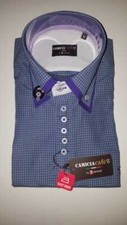 Mens 7 Camicie CHECK BLUE AND
