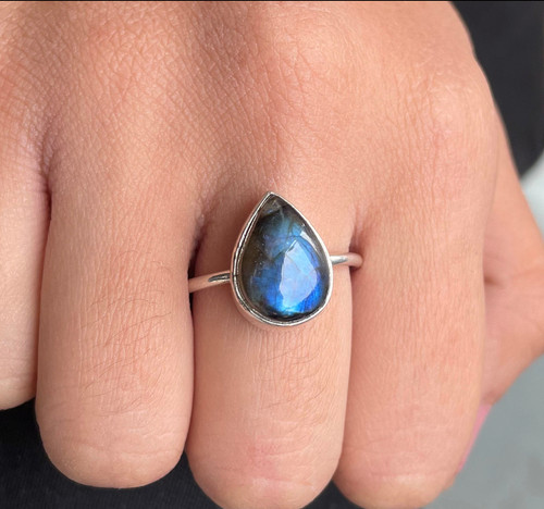 Labradorite ring 925 sterling - labradorite,