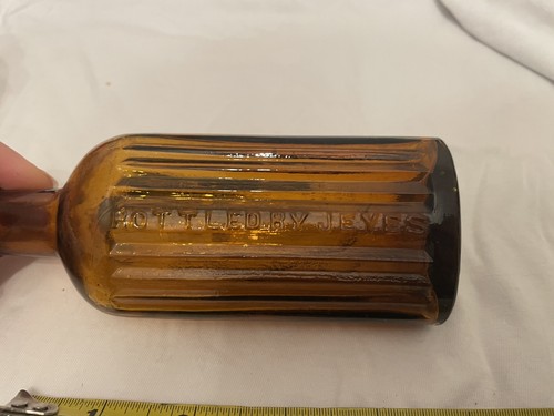 Amber antique bottle jeyes - amber,