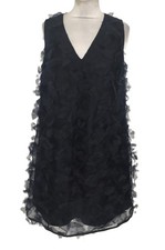 Autograph Women's Mini Shift Dress Navy Pocket 3D Floral V-Neck Pullover New F1