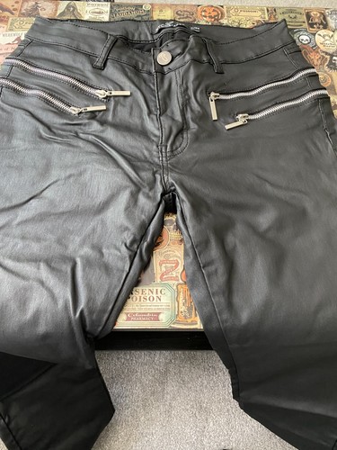 Faux leather pleather jeans - faux,