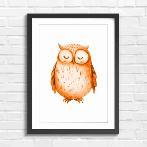 Sleepy owl with closed eyes - owl,