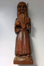 Hand-Carved Wooden Monk Figure