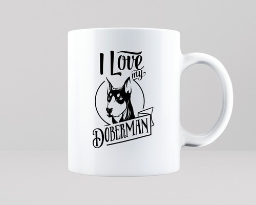 Love doberman dog mug - my,