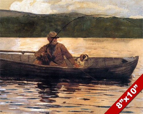 Old man his dog fishing - man,