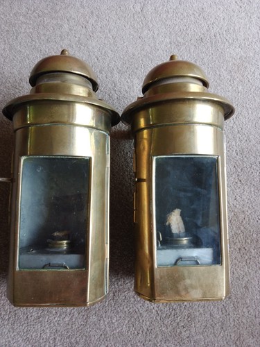 Antique vintage brass ships - antique,
