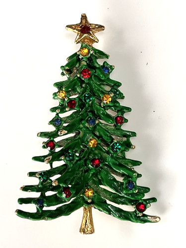 Vintage christmas tree brooch - vintage,