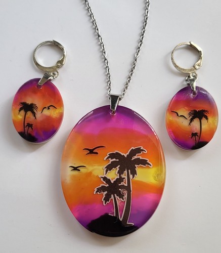 Handmade tropical sunset resin - tropical,