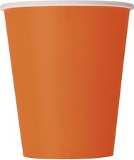9oz Pumpkin Orange Disposable Paper Cups Pack of 8 Eco Friendly Party Supplies
