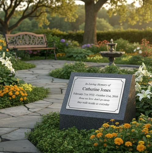 Memorial plaque sign - memorial, bench