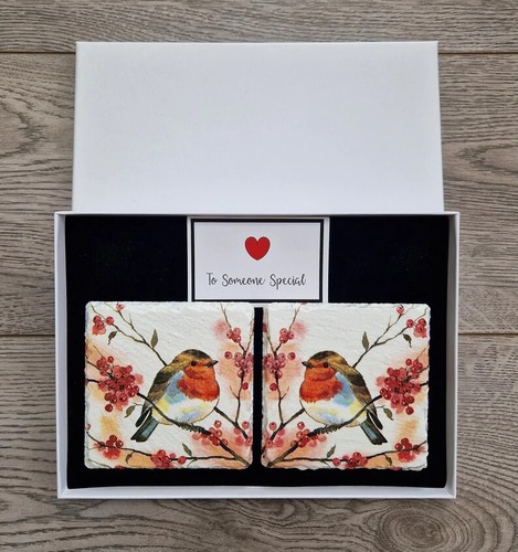 Robin slate coasters - slate, coasters,