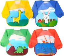 4x Baby Feeding Bibs  – Waterproof Long Sleeve Aprons for Infants 6 M-3Y