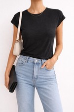 ZARA Women's Black Cotton Crew