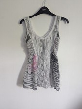 Save The Queen Size M Grey Vest Top Chiffon Textured Sleeveless