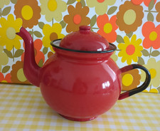 Vintage Red Black Enamel