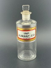 Antique Victorian Chemist Apothecary Bottle With INF. AURANT. CO Label