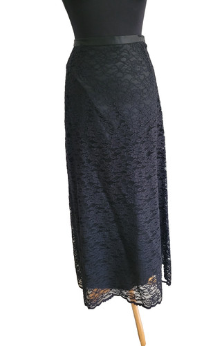 Black lace maxi skirt - black,