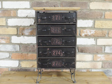 Industrial Metal Drawer Cabinet – Vintage Storage Unit with Numbered Drawers