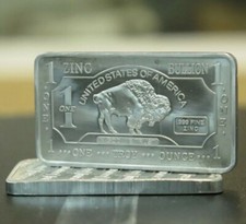 ZINC Buffalo 1 Oz .999 Fine Zinc Bullion Bar 1 Ounce