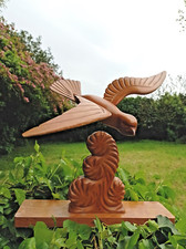 ART DECO FIGURE SEAGULL ON A WAVE  WOODEN FRENCH ART DECO SIGNED  SCULPTURE